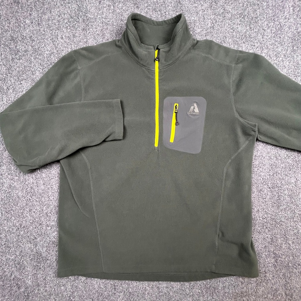 Eddie Bauer First Ascent Fleece Pullover Mens L Green 1/4 Quarter Zip Outdoor